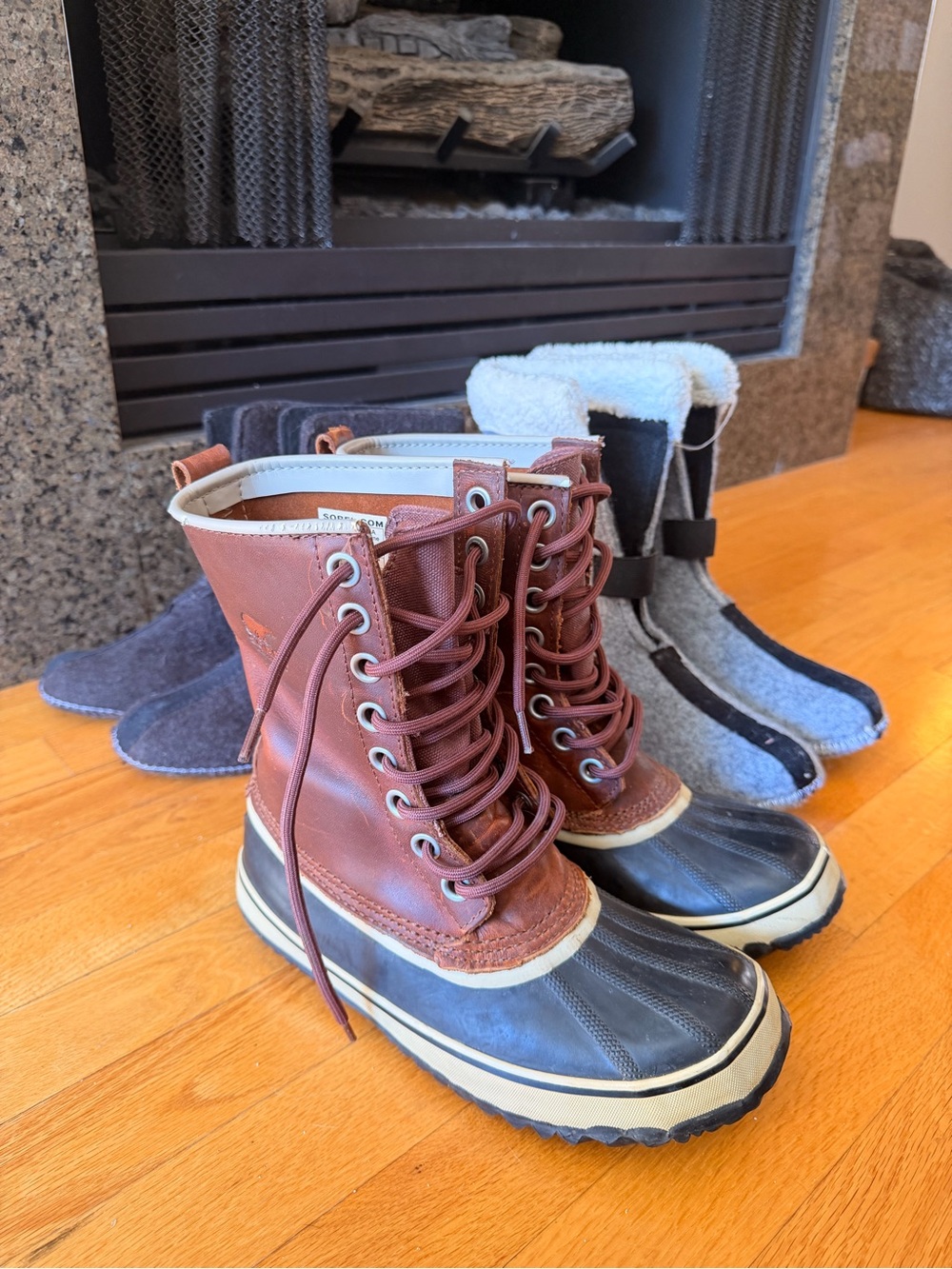 Sorel Brown Leather Waterproof Lace-Up Duck Boots